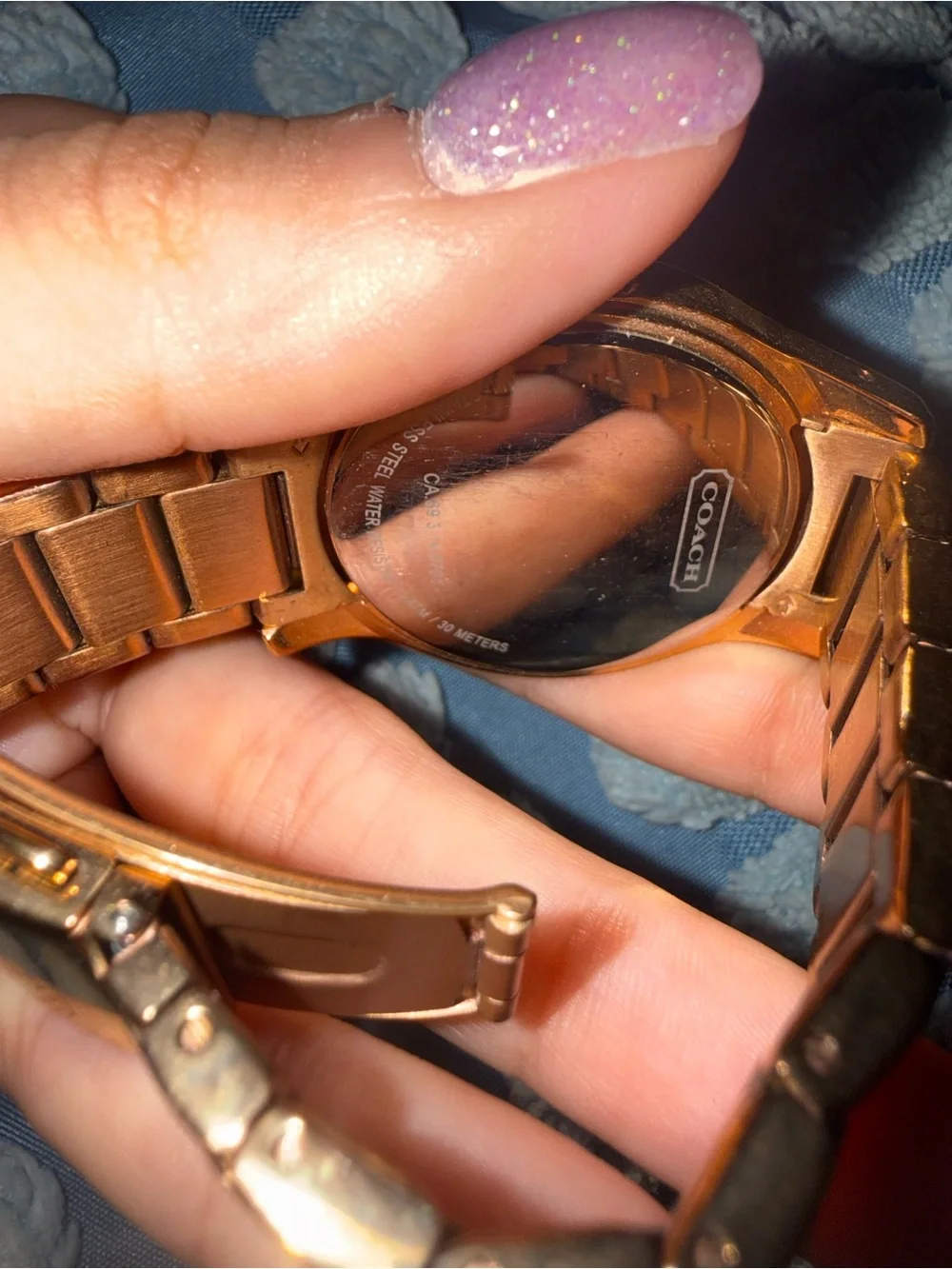Coach Rose Gold Signature Pattern Bracelet Watch
